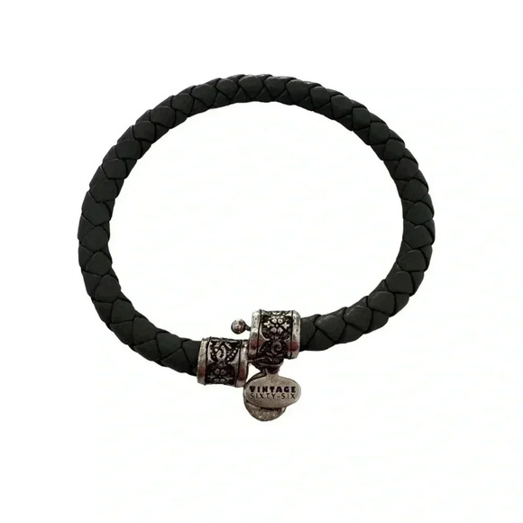 Alex and Ani Silver Tone Black Leather Wrap Bracelet A152 - Picture 4 of 4